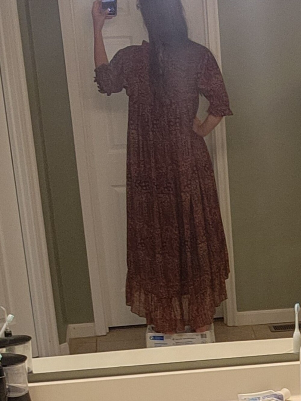Anthropologie Pinnacle Made In India Detailed W Silk Fall Vibes High-Low Midi - Picture 14 of 15